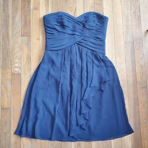 David's bridal strapless Bridesmaid wedding party dress marine navy size 6